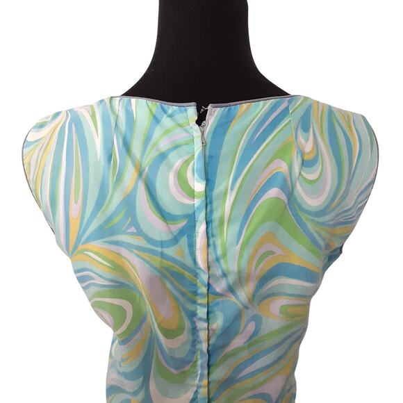 Vintage 50s Pin Up Fit and Flare Dress Psychedelic Tie Die Sun Dress Rockabilly - Picture 7 of 16